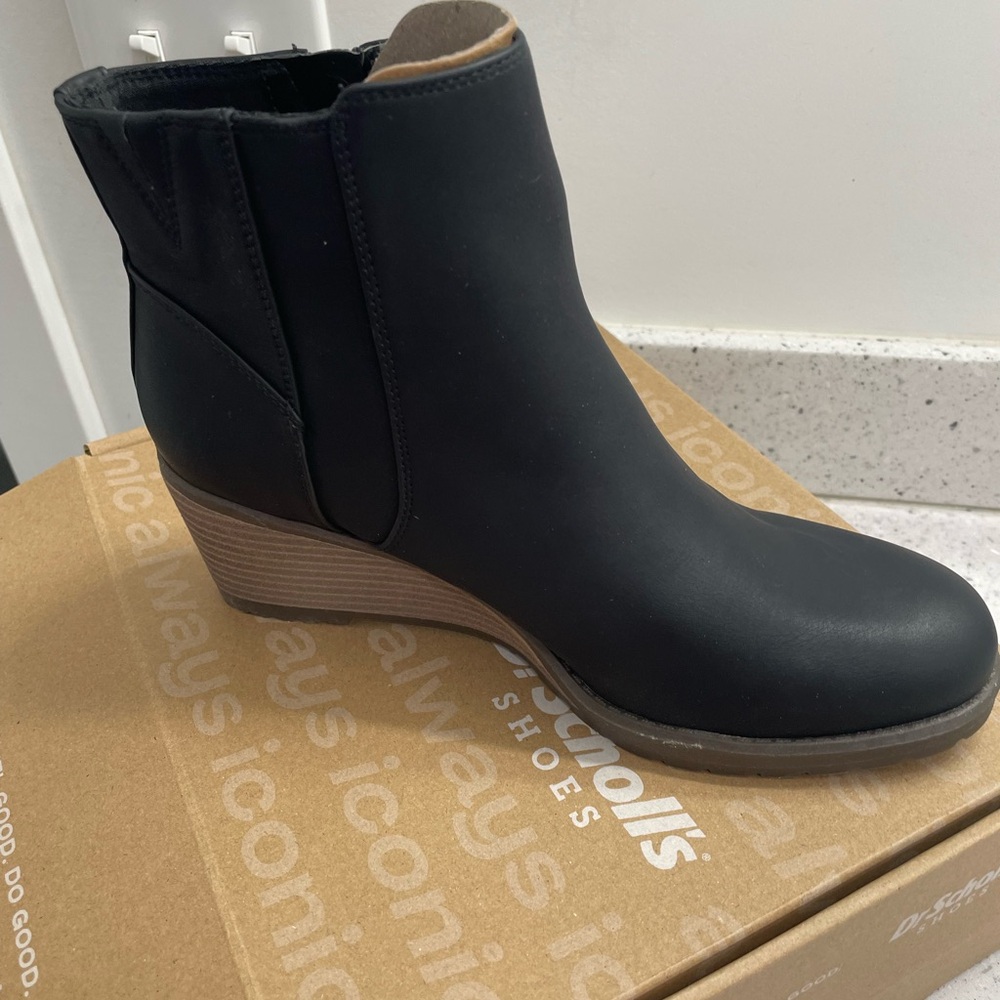 Black wedge booties